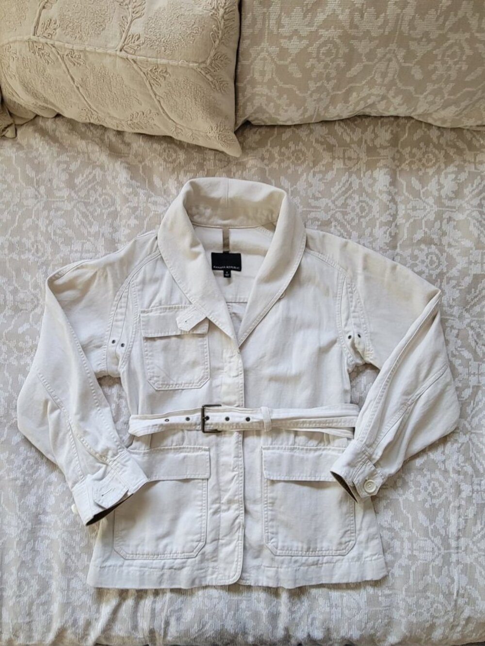 Banana Republic Belted Utility Jacket in Beige Denim